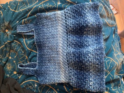 blue semi-mesh top