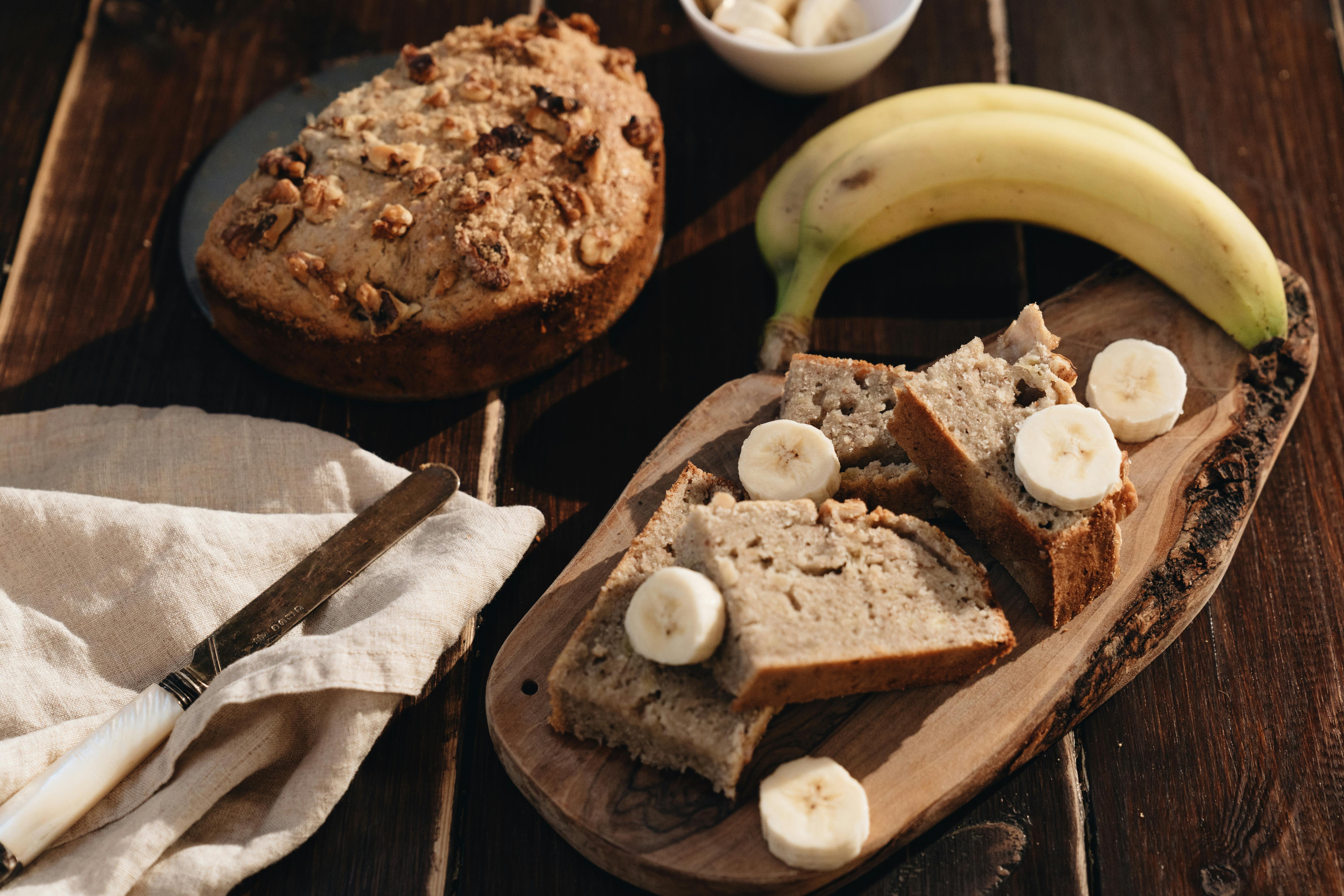 Sliced banana bread