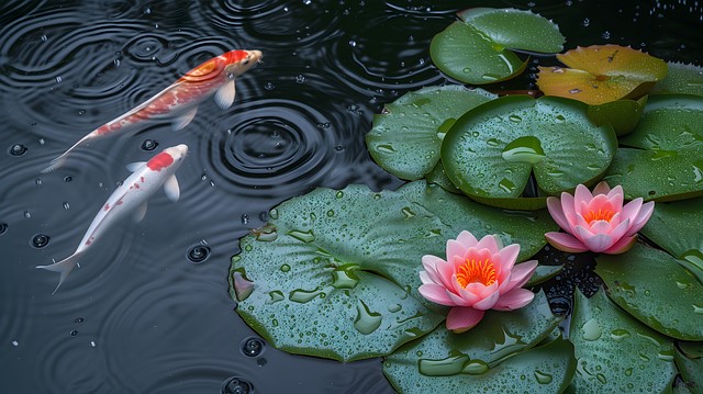Koi fish in pond
